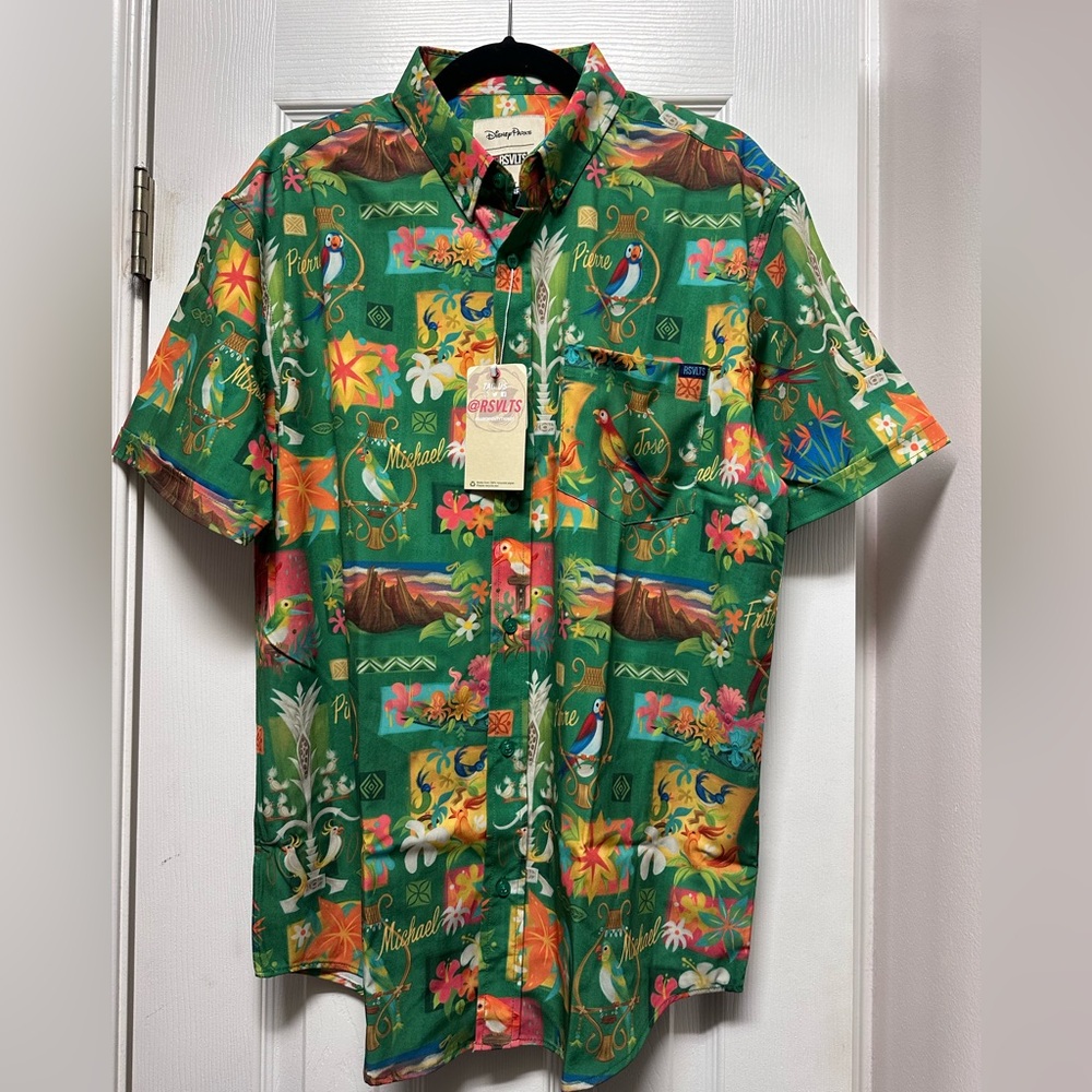 Walt Disney World RSVLTS Enchanted Tiki Room Button Up Shirt Adult Size - NEW